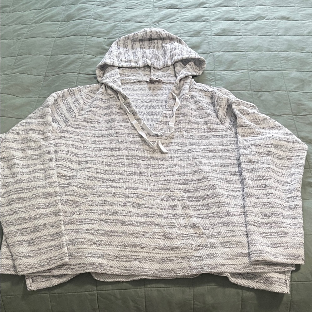 LOFT Heathered Gray Knit Hoodie